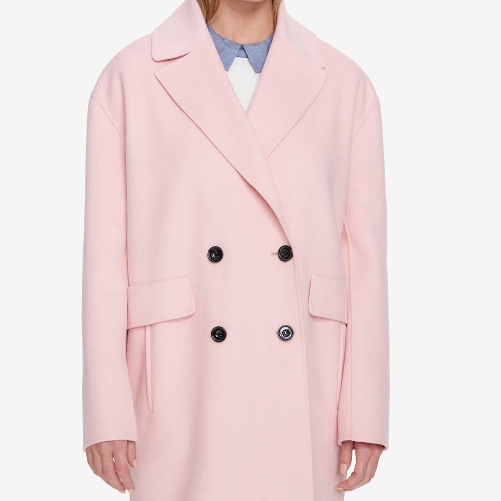 Tommy Hilfiger Double Breasted Wool Coat Pink (M)